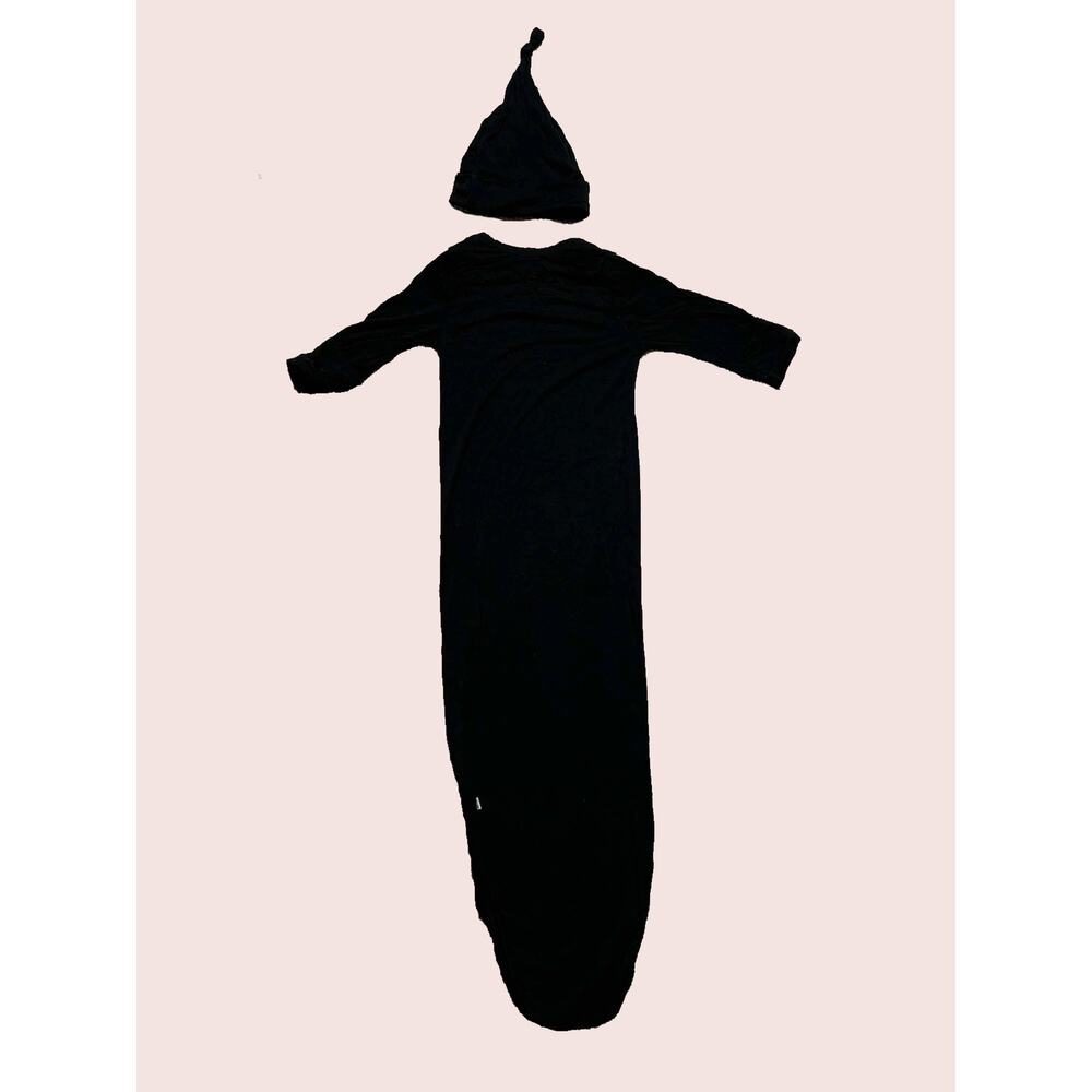 Little Sleepies 2 piece set gown newborn beanie infant black tie new knot mitten
